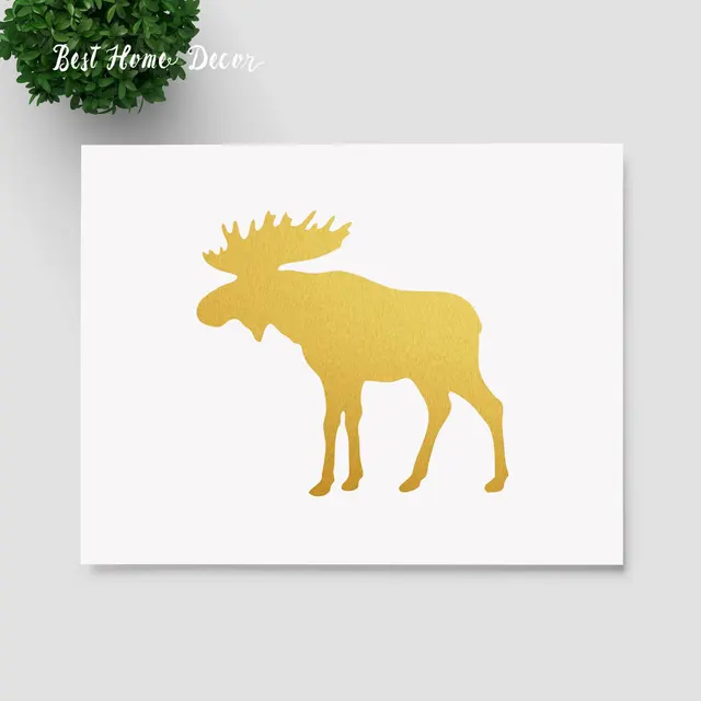 Gold Foil Wall Art aliexpress : buy gold foil moose art print moose antlers wall Gold Foil Wall Art aliexpress : buy gold foil moose art print moose antlers wall