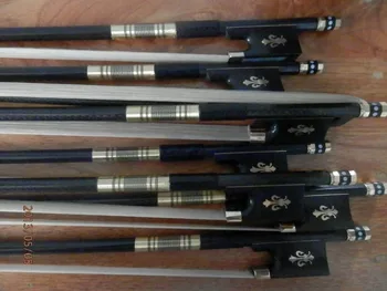 

10 PCS nice violin bows 4/4 carbon fiber flower carved ebony frog copper