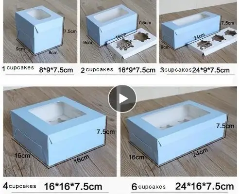 

Large Brown Muffin packaging 6 cupcake boxes 8,Kraft paper gift cake box with pvc window, 4 cupcake packing craft box