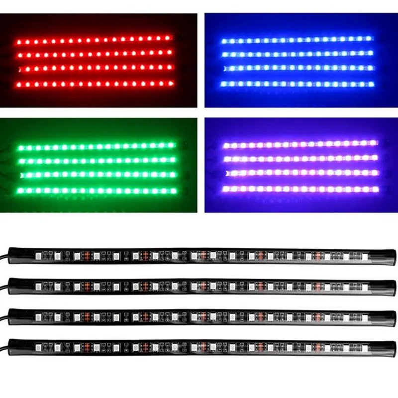 4 шт. Автомобильная атмосферная лампа с пультом дистанционного управления RGB Светодиодная лента светильник s авто украшение автомобиля интерьер музыкальный Ритм Светильник CSL2018