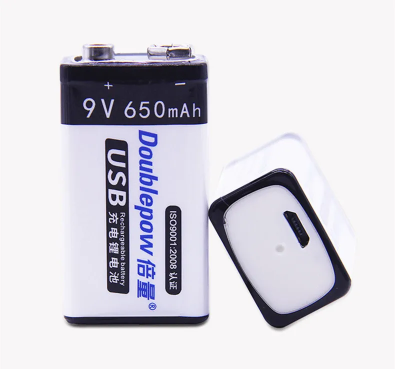 

Cncool 1pack Doublepow 9V 650mAh lithium rechargeable battery + micro usb cable for charging