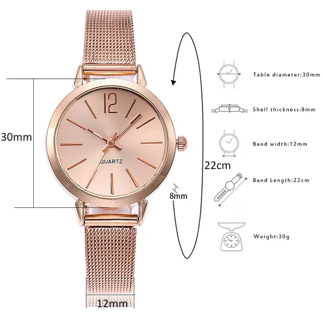 Luxury Stainless Steel Marble Strap Analog Quartz Wrist Watch