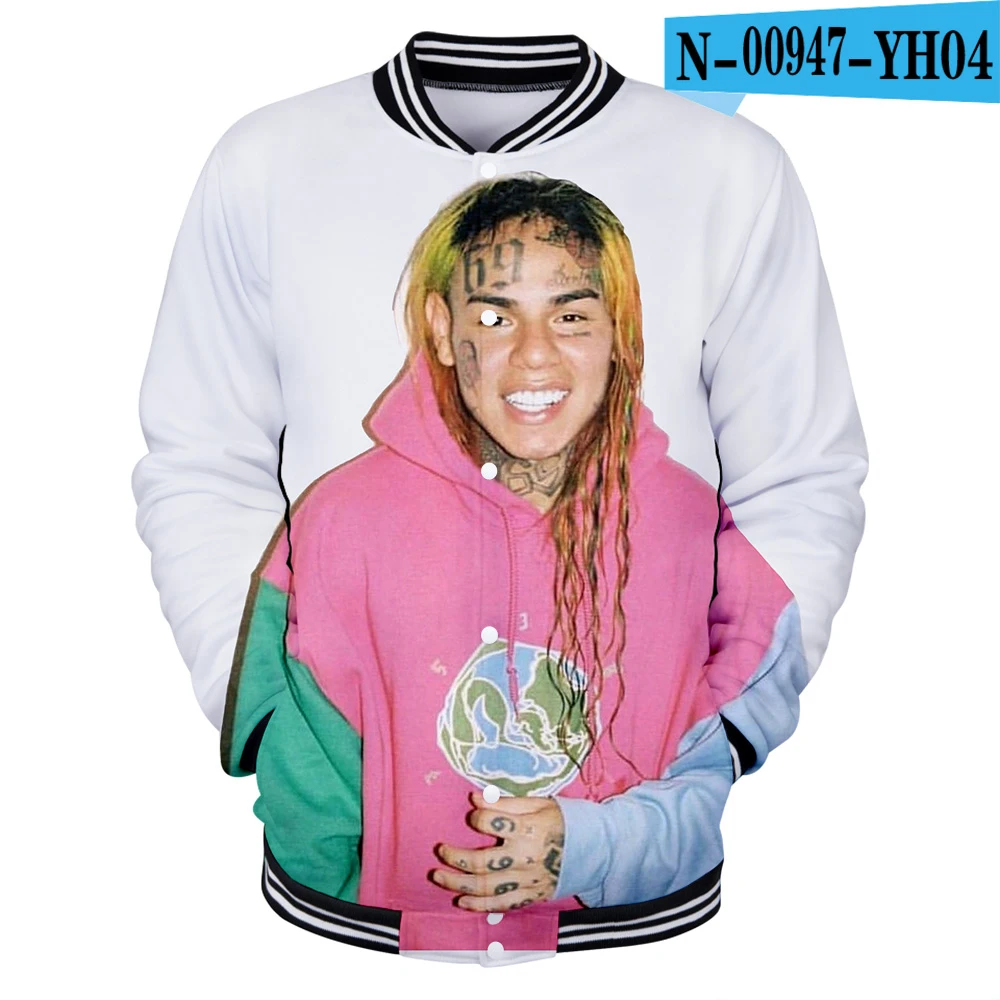 Новинка,, 6ix9ine, 3D бейсбольная форма, для мужчин и женщин, модели, высокое качество, аниме стиль, 6ix9ine, 3D бейсбольная куртка, одежда - Цвет: 3D