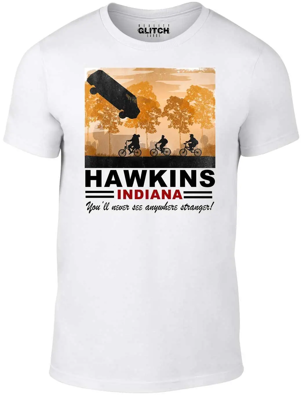 Реальность глюк Для Мужчин's Hawkins Индиана футболка классная Повседневное