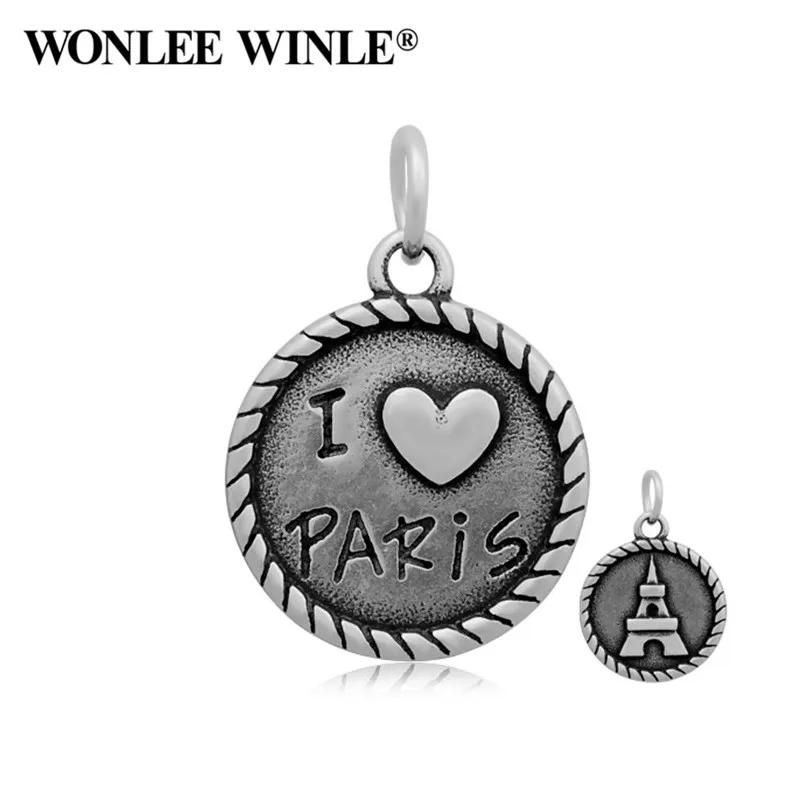 Wonlee Winle Двусторонняя I Love Paris 316L нержавеющая сталь мотаться талисманы Карабин