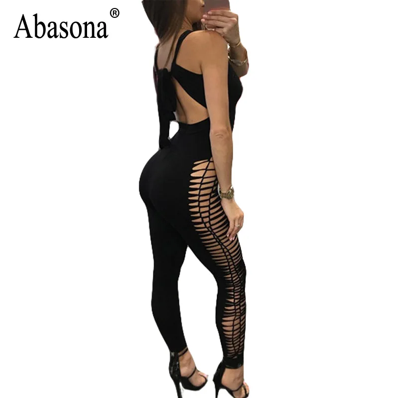 Abasona женские Комбинезоны Сексуальная Ночная Клубная Женская одежда Комбинезоны открытые летние комбинезоны облегающие черные розовые комбинезоны Femme