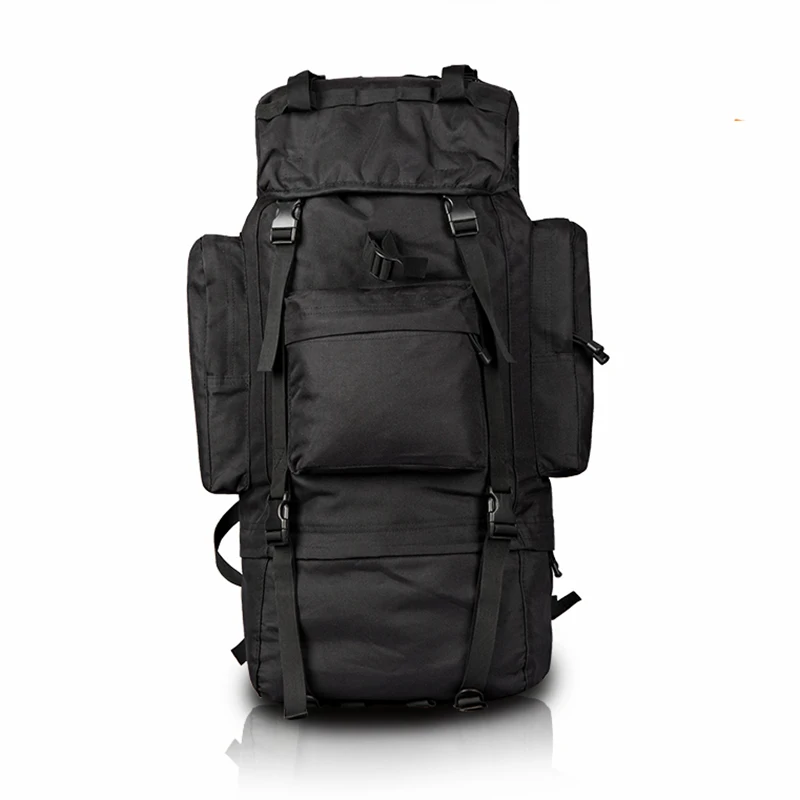 70L Металлическая стальная рама сумка Мужская военный рюкзак водонепроницаемый нейлоновый рюкзак охотничьи сумки - Цвет: Black