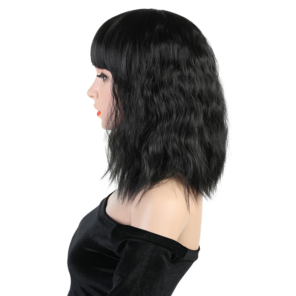 DIFEI синтетический парик женский черный блондинка короткий парик aisi волос 12 "длинные волна воды парик