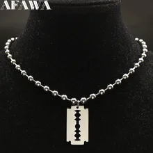 Collier avec lame en acier inoxydable pour femmes, perle, couleur argent, bijoux, N423S01, 2021