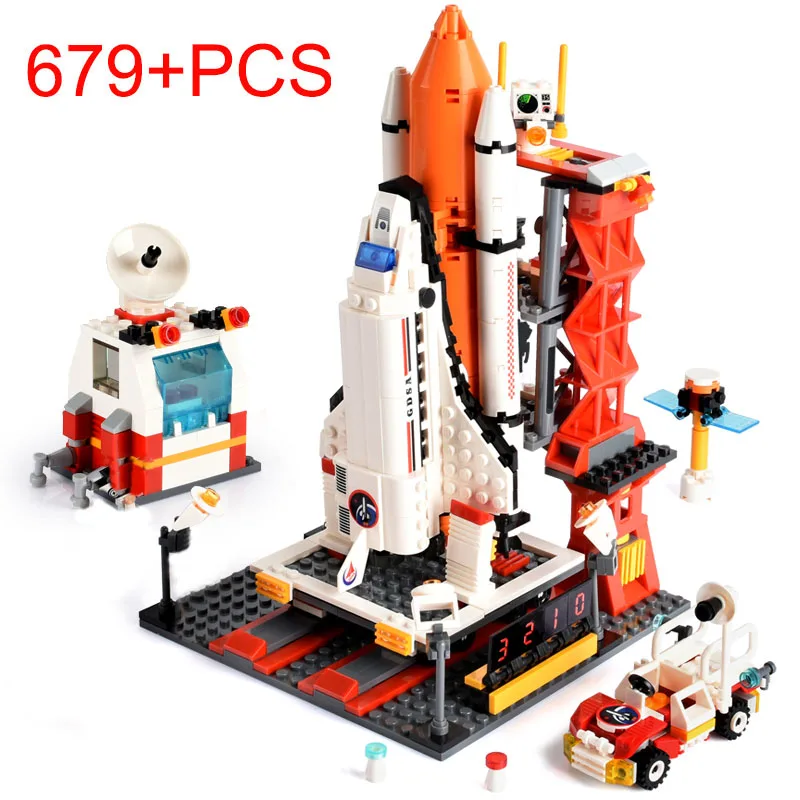 Классические 679+ шт Строительные блоки город шаттл стартовый центр блок DIY кирпичи развивающие строительные игрушки для детей подарок - Цвет: 679pcs