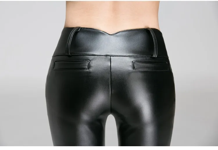 Новые модные женские повседневные брюки из искусственной кожи, узкие брюки с высокой талией, эластичные женские брюки, большие размеры, горячая S-5XL