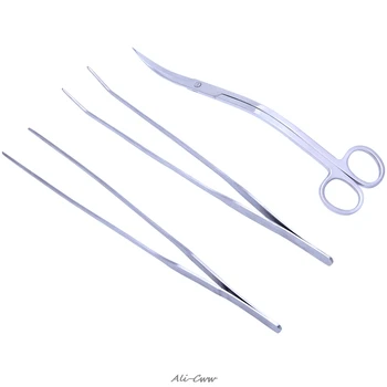 

3in1 Aquarium Aquatic Live Plants Long Handle Tweezers Scissor Trim Tool Kit Set