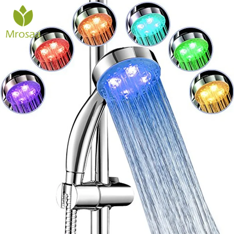 Mrosaa Colorful LED Light Shower Head Handheld Bath Shower Sprayer