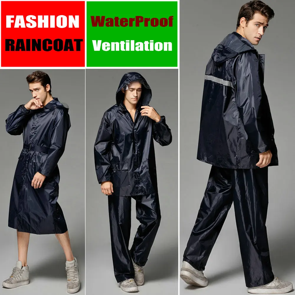 raincoat poncho women men waterproof Trench Coat Rain coat Pants Set