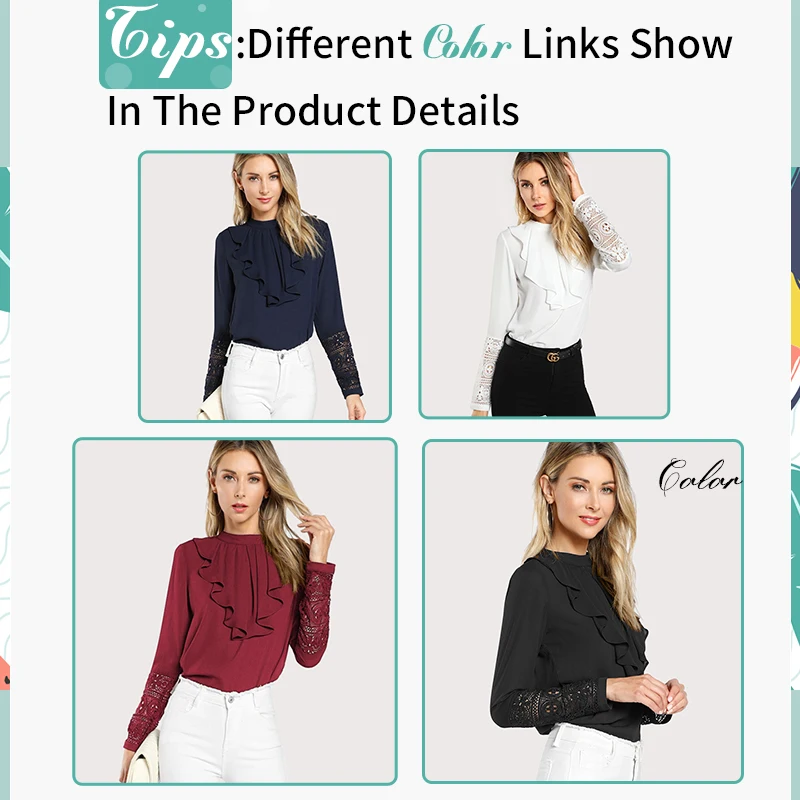 SHEIN Модный Топ С Оборкой И Кружевной Вставкой Женская Весенняя Элегантная Блузка