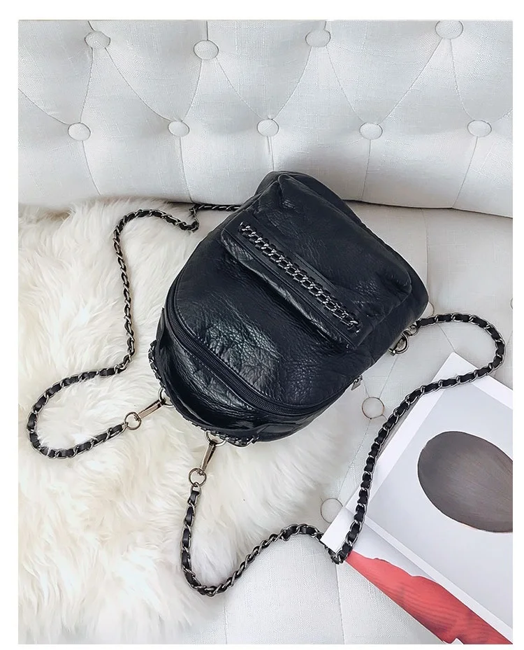 Female Backpack Fashion Mini Chain Backpack Small Black Soft Pu Leather Shoulder Bag Travel School Bags Teenage Girls Handbag Mochila (22)