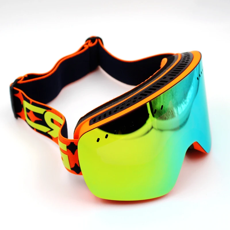 Оранжевые линзы, белая оправа, лыжные очки, двойные линзы, UV400, анти-туман, большая Лыжная маска, очки для катания на лыжах, мужские, женские, снежные очки для сноуборда