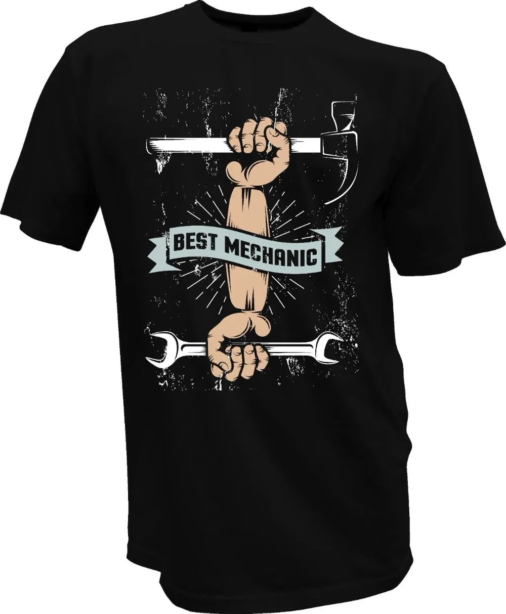 Футболка с круглым вырезом Hotrod Mechanic классическая черная футболка V8 V6 Craftsman Biker Us