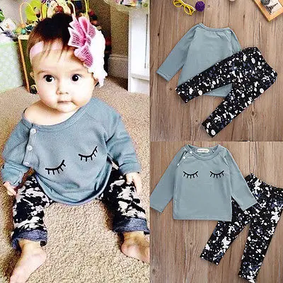 0-24M Newborn Infant Baby Girls Clothes Cute Cotton Full Sleeve Eyelash T-Shirt + Long Pants Outfits Kids 2018 New Clothing Set 0-24M Newborn Infant Baby Girls Clothes Cute Cotton Full Sleeve Eyelash T-Shirt + Long Pants Outfits Kids 2018 New Clothing Set