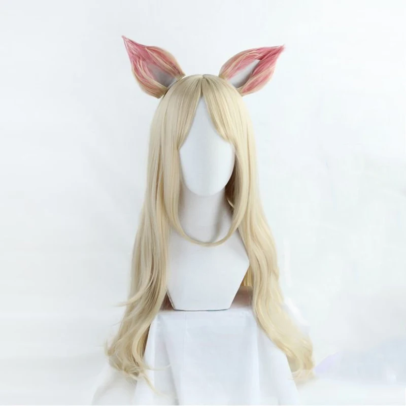 

Game Character K/DA Ahri Long Wig With Ear Cosplay Costume KDA Heat Resistant Synthetic Hair Women Party Cosplay Wigs