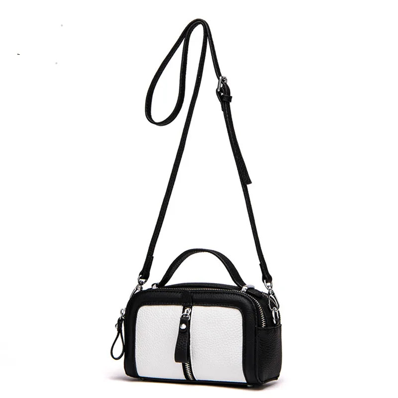 

Women Messenger Bags Genuine Leather Summer New Patcth Color High Quality Crossbody Shoulder Bag Zipper Female Flap Handbag