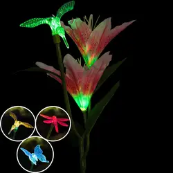 Лилия Цветок солнечной энергии фонарь для сада многоцветные изменения светодиодный свет