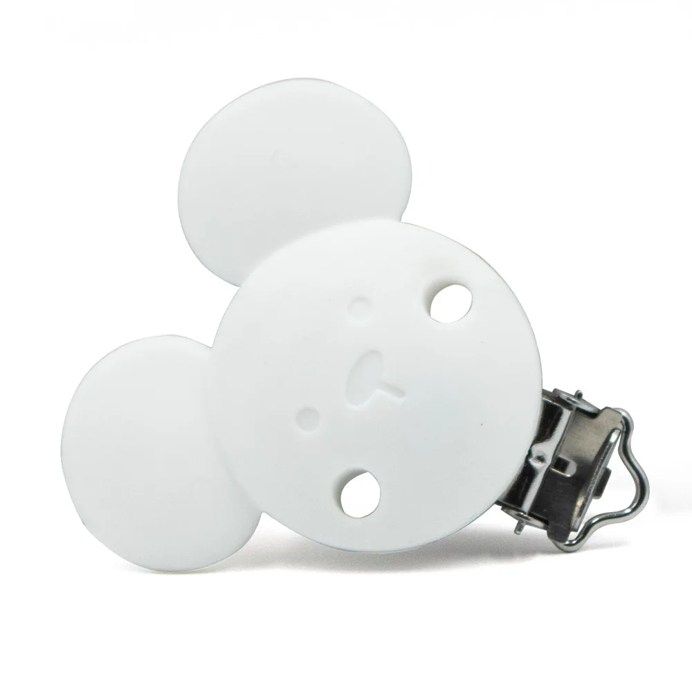 10 шт. BPA бесплатно Perle силиконовые Микки детские клипсы для пустышек цепочка для прорезывателя держатель DIY Детская мышь животное Уход Аксессуары для игрушек - Цвет: Snow