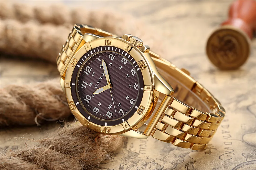 CRRJU Лидирующий бренд роскошные часы из нержавеющей стали для мужчин модные классические кварцевые мужские наручные часы с римскими цифрами подарок часы