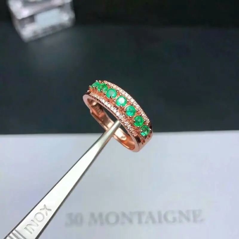 Серебро 925 пробы натуральный зеленый изумруд кольца, хорошее ювелирное изделие, подарок для женщин Свадебные открытые 3*3 мм bj0303012agml