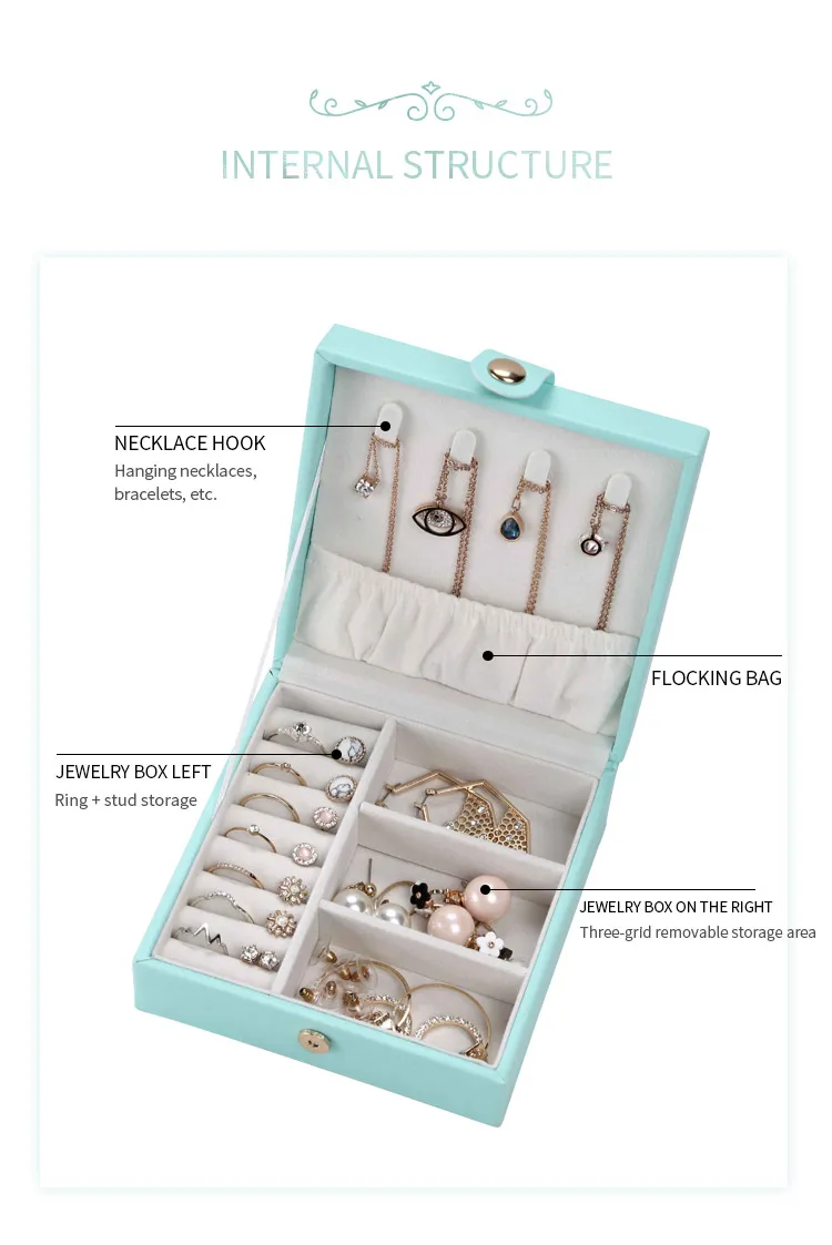 Travel Portable Jewelry Box Korean Cute Button Leather Jewelry Box Ring Earring Holder Display Jewellery Organizer Gifts Boxes