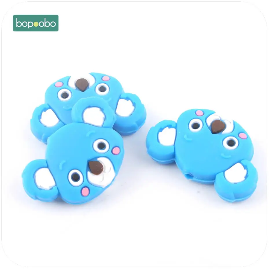 Sky Blue Koala Bopoobo 20 шт., силиконовые бусины, мини коала, подарок для детского душа, качество еды, сделай сам, украшения для прорезывания зубов, силиконовые бусины в форме животных, детский Прорезыватель - Цвет: Sky Blue Koala