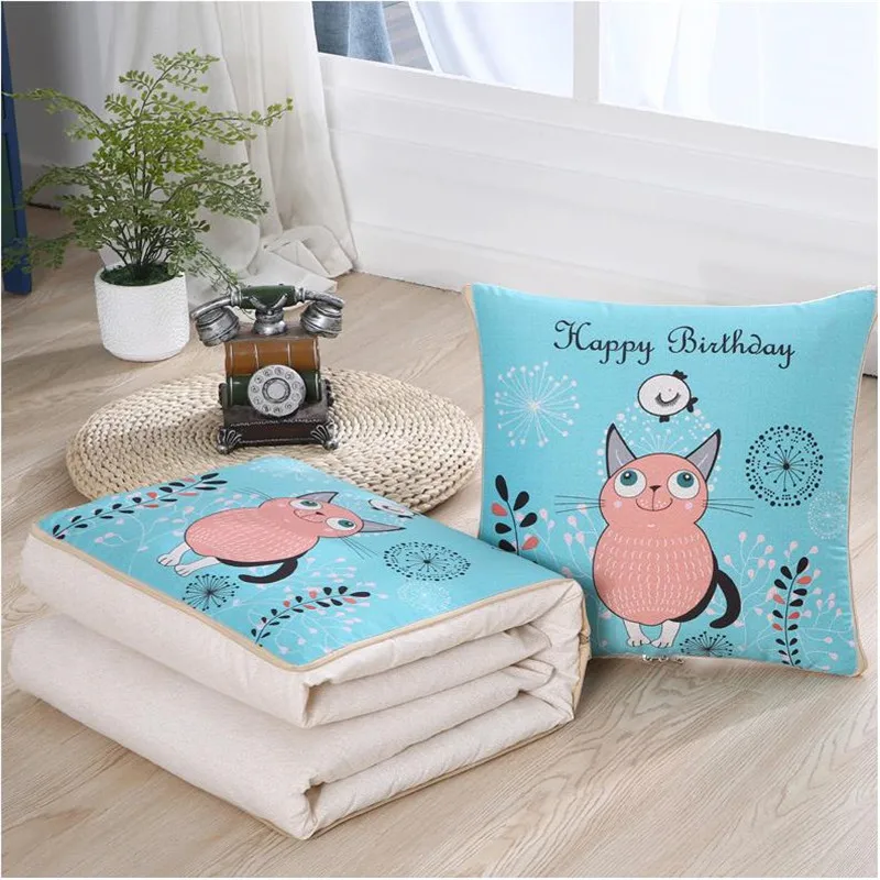 40x40cm Pillow quilt dual-use cushion quilt car sofa bed cushion cushion nap pillow case folding small quilt two in one