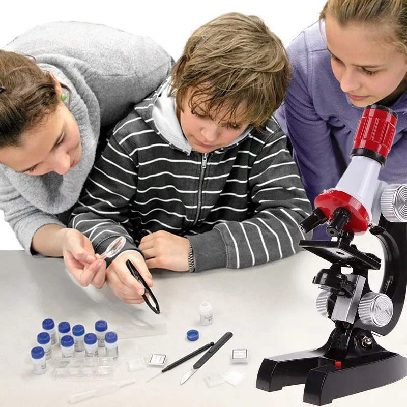 

2017 Microscope Kit Lab LED 100X-1200X Home School Educational Toys Biological Microscope Learning Toys For Children Kids Gift