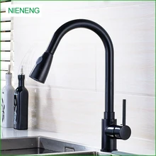 NIENENG смеситель для кухни медь черный вытащить краны водопроводный кран кухонной мойки овощей кран умывальника смесители ICD60165