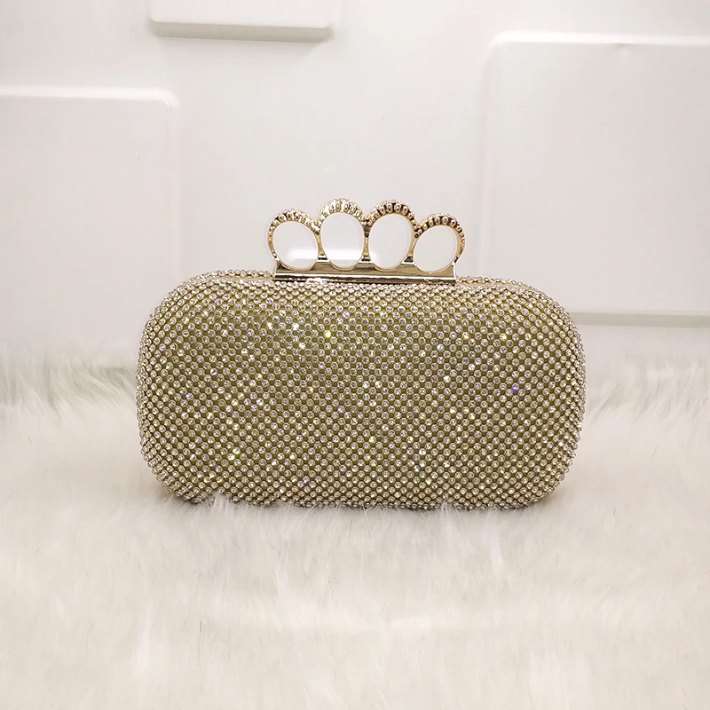 

Newest rhinestone gold/silver/black diamond elegant clutch women bridal wedding wallet purse finger knucklebox evening party bag