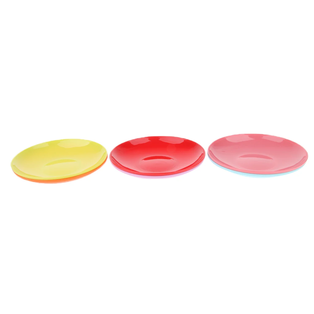 6Pcs Outdoor Camping Cooking Picnic Dishes Round Portable Stackable Plates 6.5inch for Travel Camping Picnic BBQ Fishing