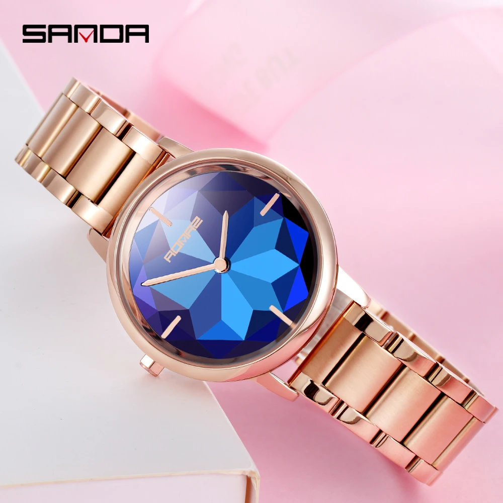 

SANDA Top Luxury Womens Quartz Watches Women Fashion Casual Wristwatches Ladies Stainless Steel Bracelet Watch Relogio Feminino