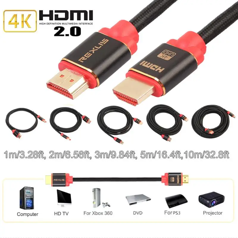 ALLOYSEED Кабель-адаптер HDMI V2.0 4K кабель из алюминиевого сплава штекер позолоченный веб-кабель для ПК 1 м 2 м 3 м 5 м 10 м