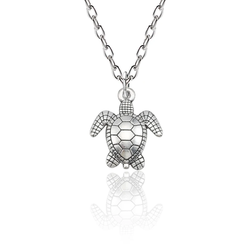 

Punk Sea Turtle Necklace Silver Metal Tortoise Necklaces Long Chain Charm Pendants For Women And Men Halloween Christmas Gifts