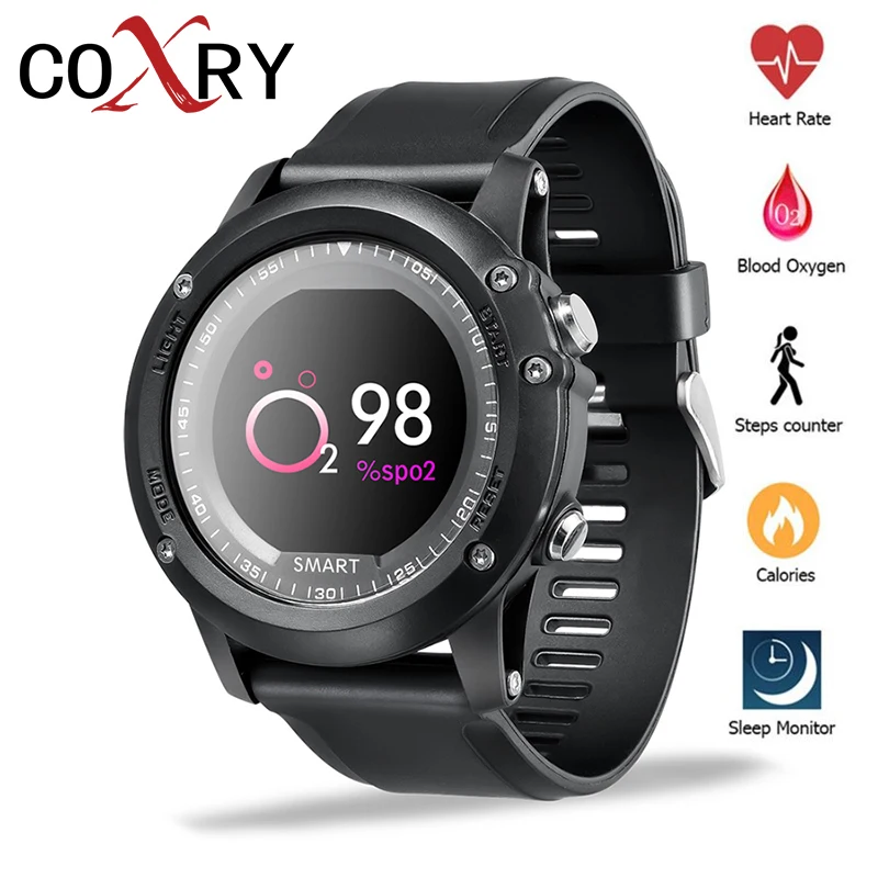 

COXRY Smart Waterproof Watch Men Sport Heart Rate Monitor Running Pedometer Call Reminder Clock Men Watch Bluetooth Smartwatch
