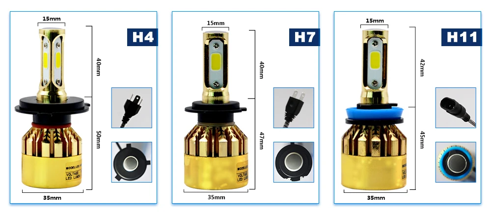 Светодиодный H7 H11 H4 H1 автомобилей головной светильник лампы S500 серии Золотой Хром роскошная версия H3 H8 HB3 HB4 881 туман светильник 72W фары для 8000LM 6500k
