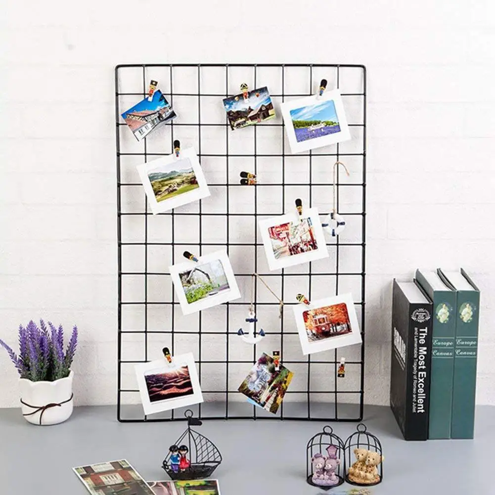 DIY Grid Photo Wall Multifunction Wall Mounted Living Room Iron Multi-frame Photos Storage Rack Home DIY Decoration