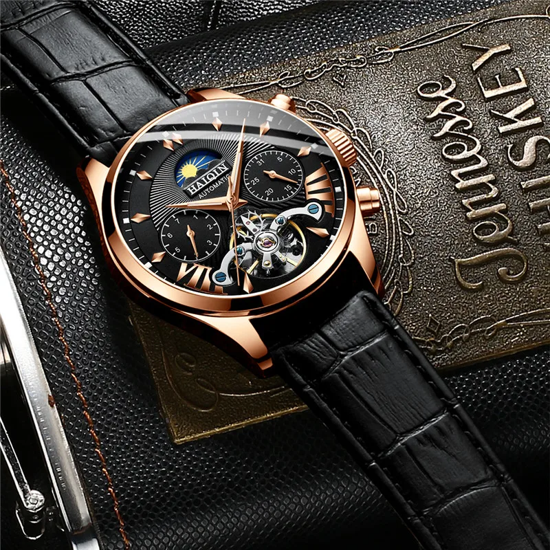 HAIQIN Original Mechanical Watch Unique Men's Watches Waterproof/Military/Sport Wristwatch Male Casual Automatic Wrist Watch Men