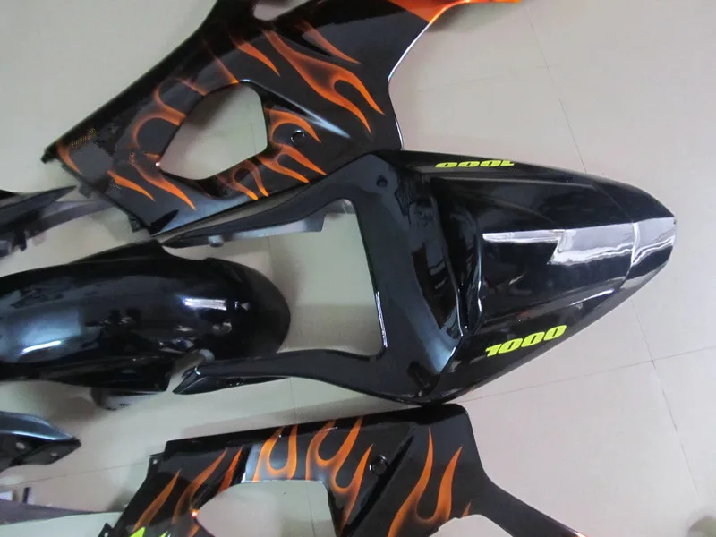 Мотоциклетный вставной обтекатель комплект для SUZUKI GSXR1000 K3 03 04 GSXR 1000 2003 2004 ABS оранжевый Огонь Черный обтекатели комплект+ подарки SK25