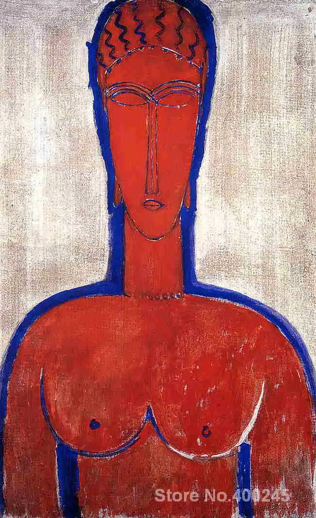 Портретные картины большой красный Buste Amedeo Modigliani холст воспроизведение высокое