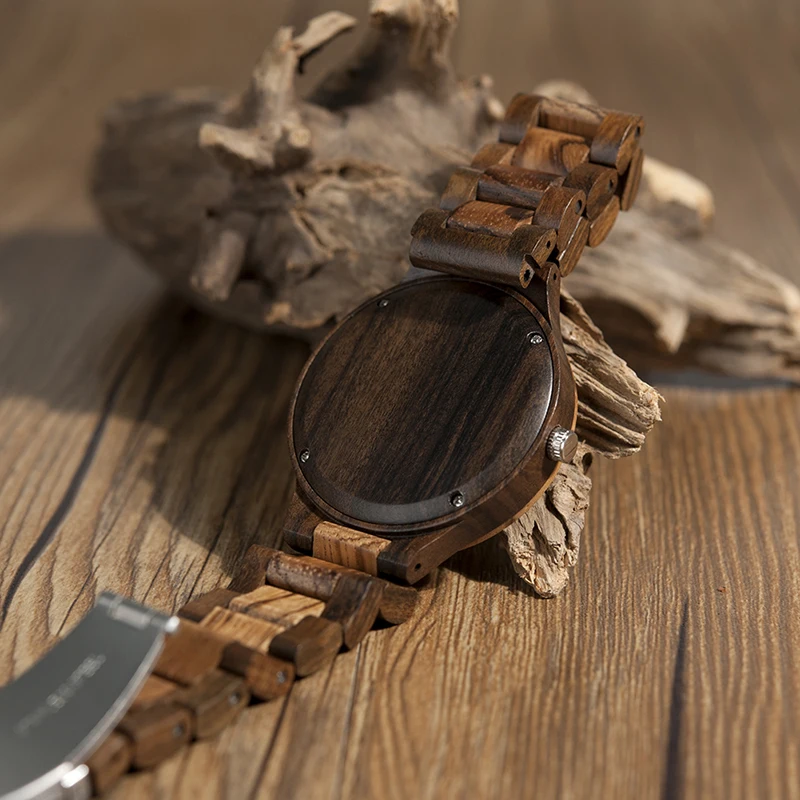 BOBO BIRD Mens Wooden Watches Band Japan Move' Quartz Wristwatch Ideal Gifts Watch for Men relogio masculino C-D30