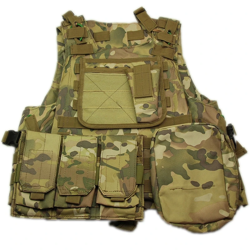 SWAT Tan Black Green Tactical Airsoft Vest Plate Carrier Hunting Training Molle Vest Multicam Camouflage Clothes set