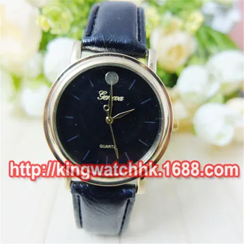 

100pcs/lot, New Fashion Top Quality Luxury Brand Geneva 13 Colors Leather Strap Dress Wristwatch Military Quartz Watche