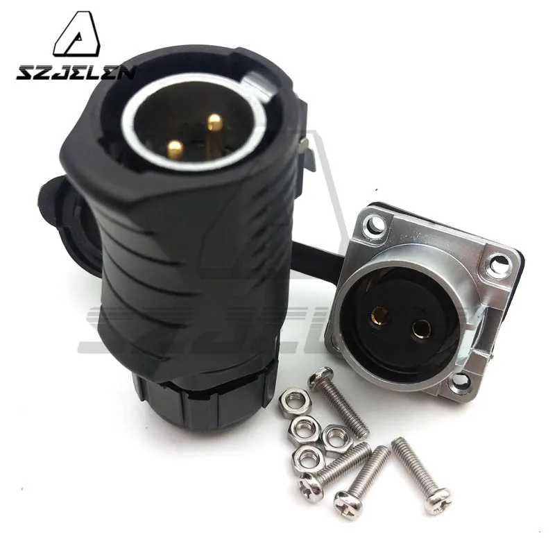 2 pinos Panel Mount Conector elétrico fêmea masculino