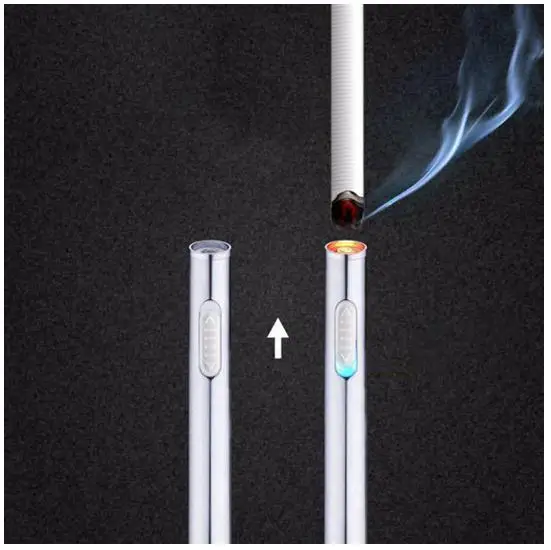 

Flameless Mini Thin USB Charge Lighter Metal Rechargeable Electronic Lighter Windproof